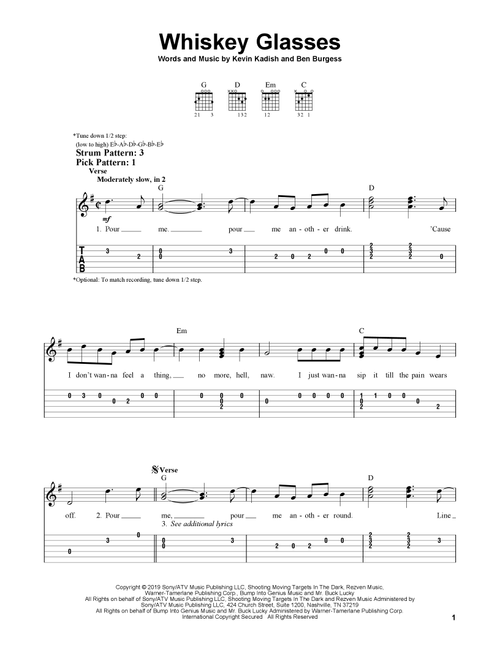 Whiskey Glasses - Morgan Wallen (Easy Guitar with TAB)