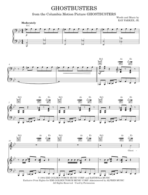 Ghostbusters - Ray Parker Jr. (Piano-Vocal-Guitar)