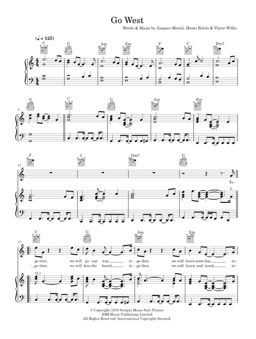 Go West - Elvis Presley, Michael Buble, The Pet Shop Boys, Willie Nelson (Piano-Vocal-Guitar (Piano Accompaniment))