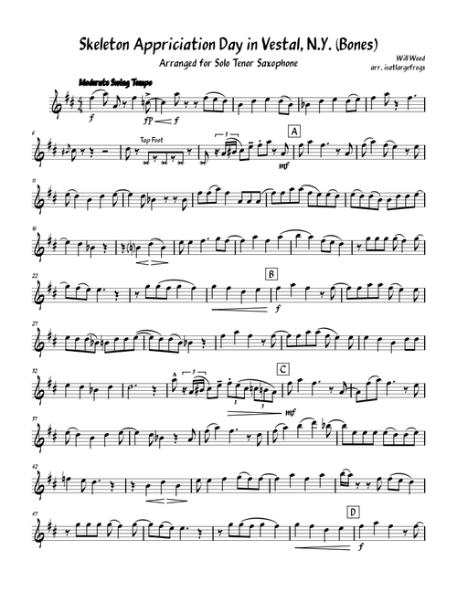 Skeleton Appreciation Day in Vestal, NY. (Bones) – Tenor Saxophone Solo