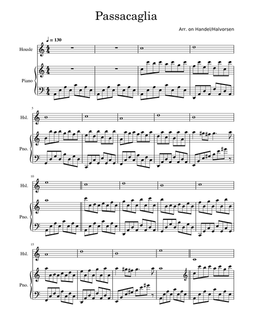 Passacaglia, Handel-Halvorsen – Handel-Halvorsen Passacaglia Handel-Halvorsen piano violin