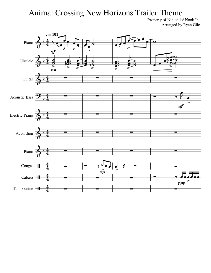 Animal Crossing New Horizons Trailer Theme Sheet music for Piano