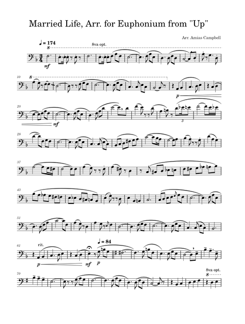 'Married Life' Up Theme Song – Michael Giacchino Married Life, Arr. for Euphonium from "Up"