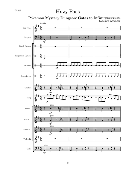 Hazy Pass (Pokémon Mystery Dungeon: Gates to Infinity) - Transcribed Score