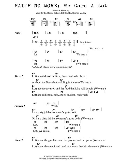 We Care A Lot - Faith No More (Guitar Chords-Lyrics)
