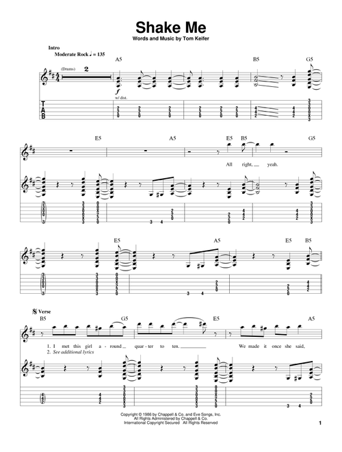 Shake Me - Cinderella (Guitar Tab Play-Along)