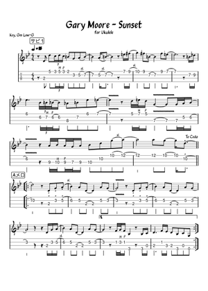 Sunset – Gary Moore Sheet Music with Chords for Piano (Solo
