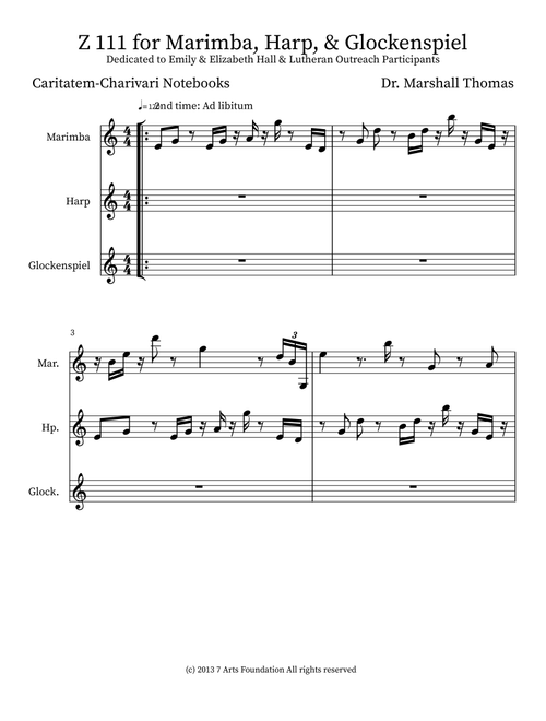 Z 111 for Marimba, Harp, & Glockenspiel - Celebrity Chamber Players (Small Ensemble)