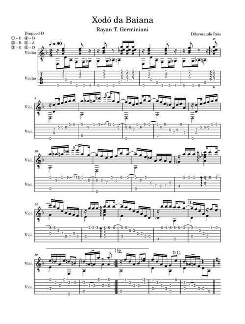 Xodó da Baiana (Arr. Rayan Germiniani) - Dilermando Reis (Guitar Tab)