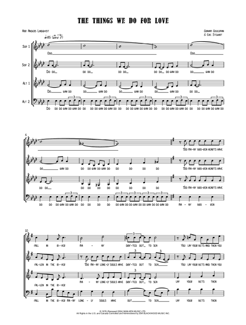Things We Do For Love (Arr. Anders Lindqvist) - 10Cc (Barbershop Quartet)