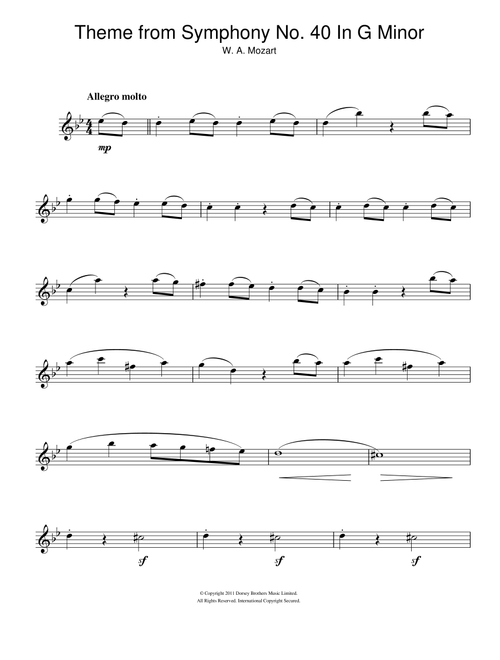 Symphony No. 40 (Theme) - Wolfgang Amadeus Mozart (Flute Solo)