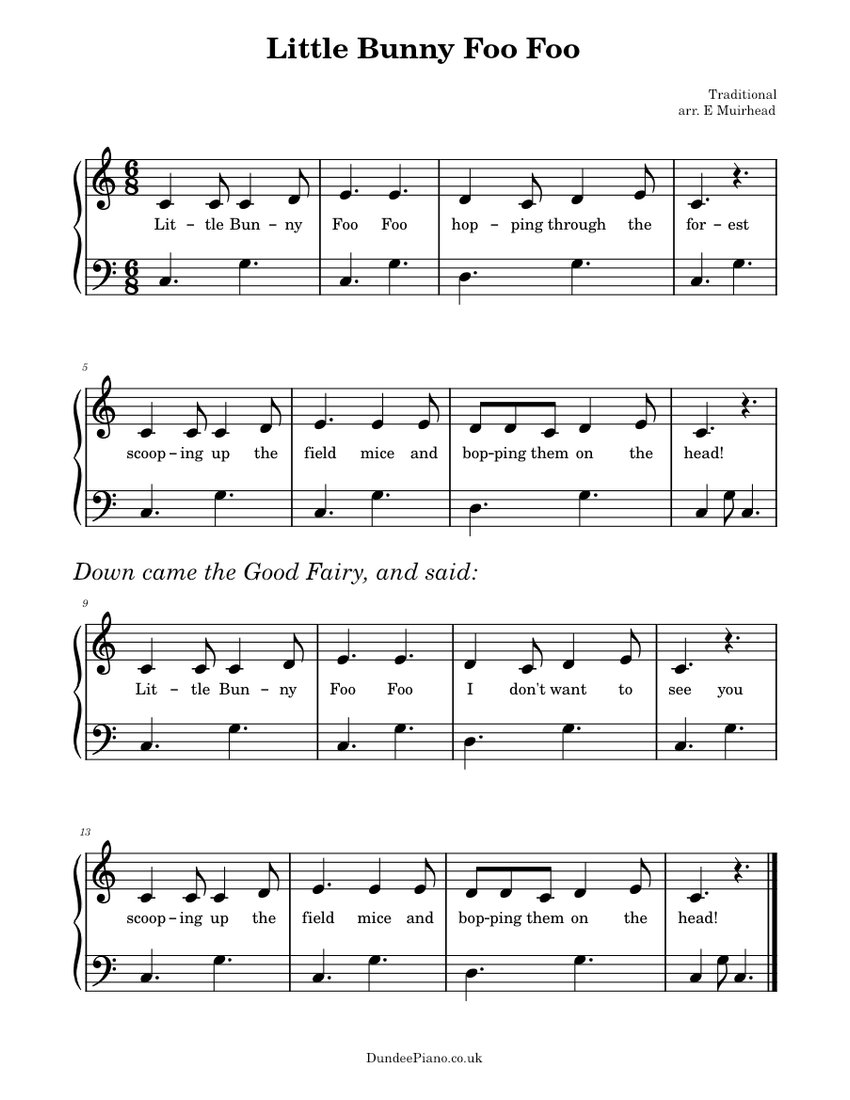 Little Bunny Foo Foo Misc Traditional Sheet music for Piano (Solo