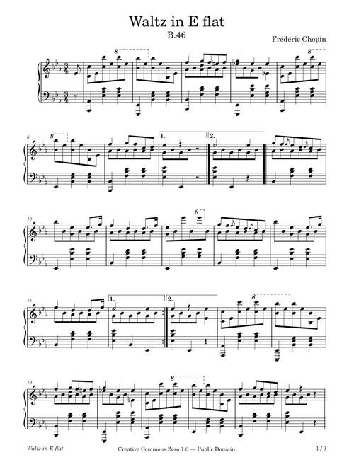 Waltz No. 17 in E flat major B.46 – Frédéric Chopin – 1829-1830