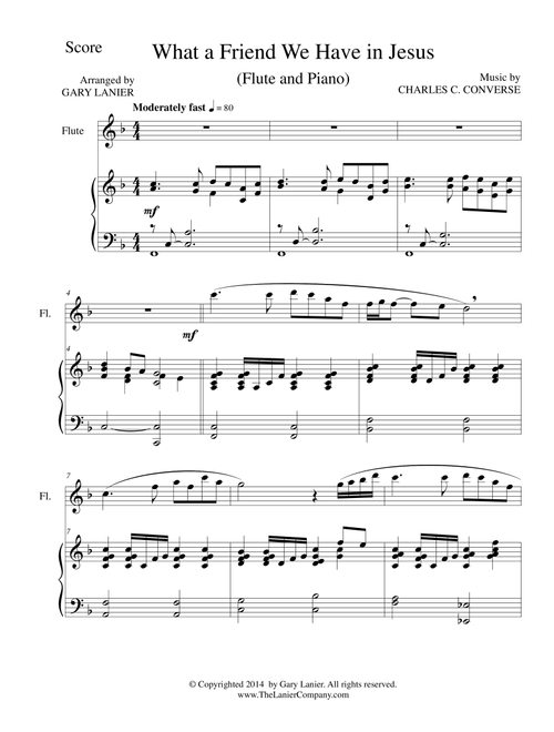 WHAT A FRIEND WE HAVE IN JESUS (Flute/Piano and Flt Part) (Arr. Gary Lanier) - Charles C Converse (Flute and Piano)