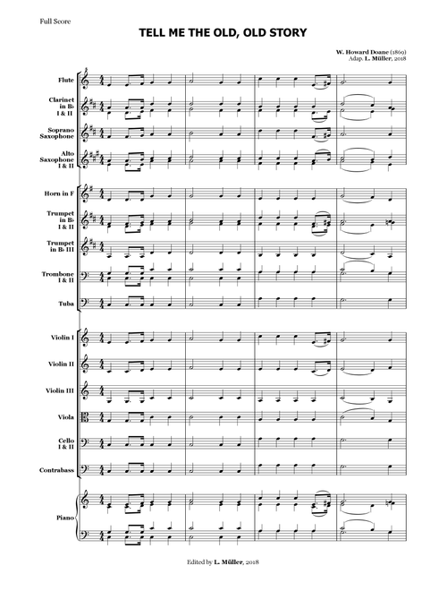 Tell Me the Old, Old Story - for Beginner Orchestra (Arr. L. Müller) - W Howard Doane (Large Ensemble)