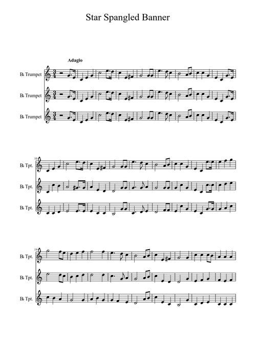 The Star Spangled Banner trumpet trio