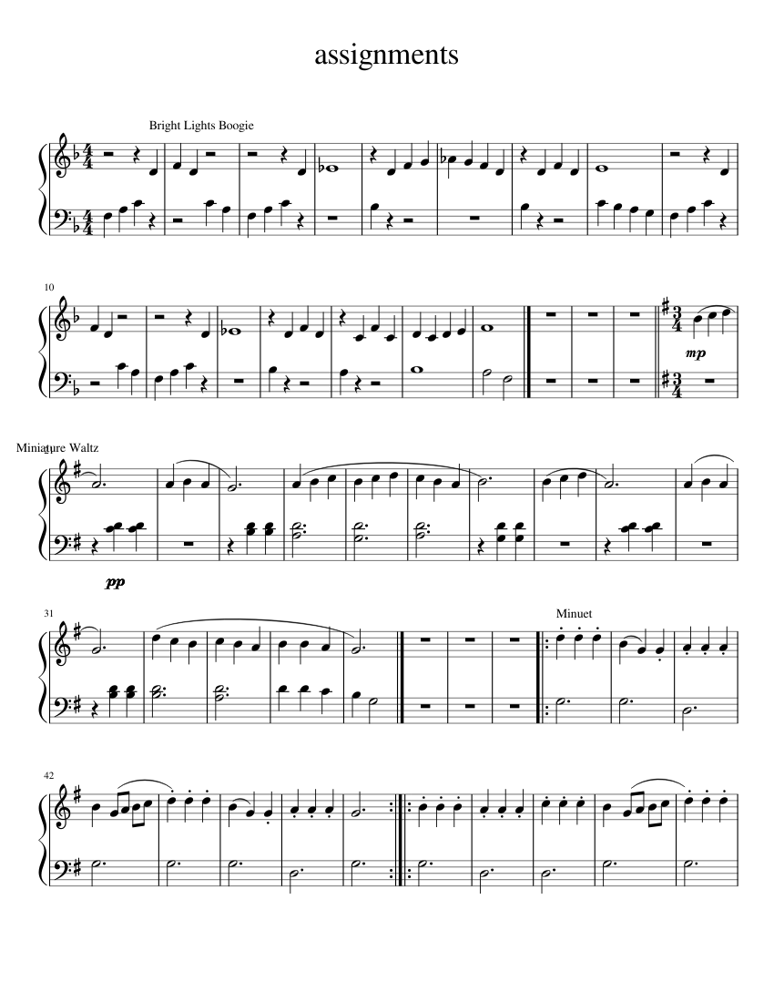 assignments Sheet music for Piano (Solo) Easy | Musescore.com
