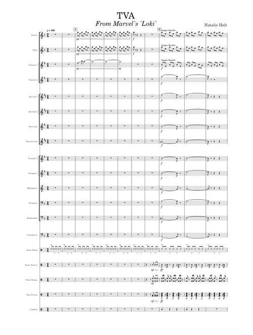 TVA – Natalie Holt Marching/Pep Band Arrangement (F Major Transposition)