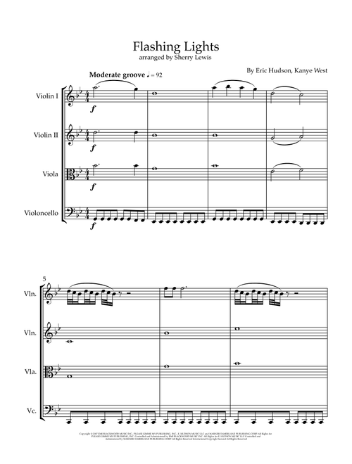 Flashing Lights (Arr. Sherry Lewis) - Kanye West (String Quartet)
