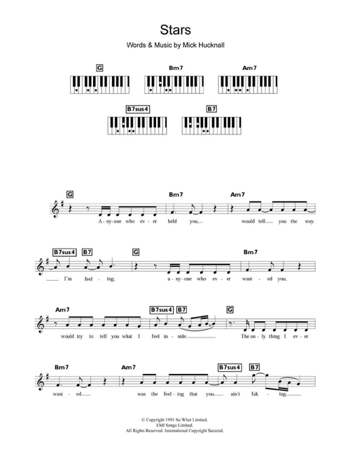 Stars - Simply Red (Piano Chords-Lyrics)