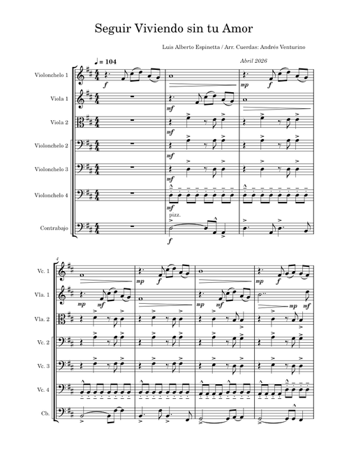 Seguir viviendo sin tu amor – Luis Alberto Spinetta - Arr. para Cuerdas Andrés Venturino