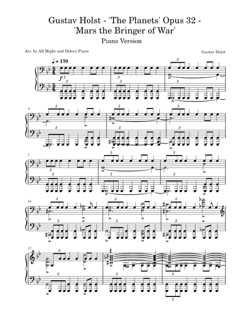 Mars, the Bringer of War – Gustav Holst (Piano Version)