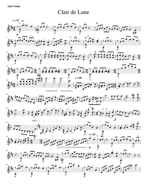 Clair de Lune for Solo Violin