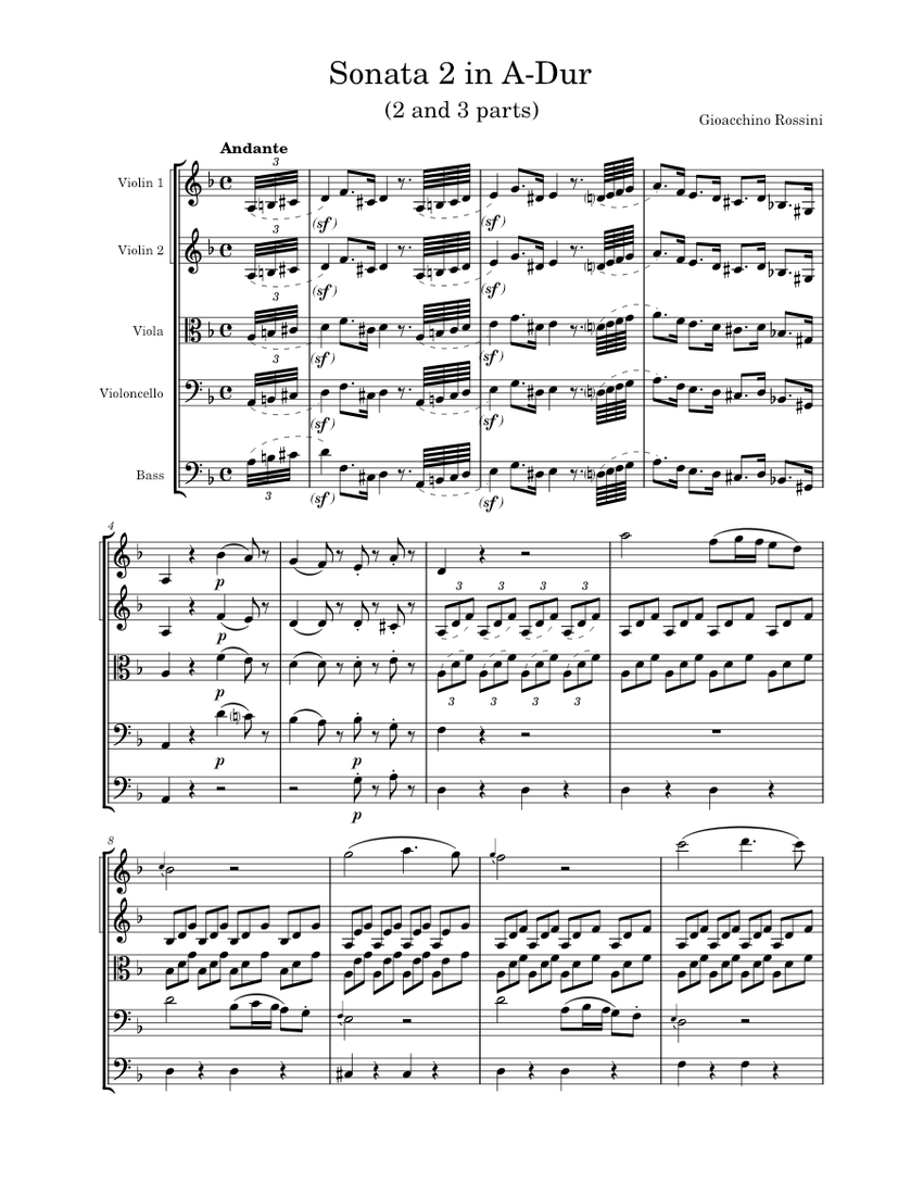 Sonata No 2 (2, 3 parts) – Gioacchino Rossini Sheet Music