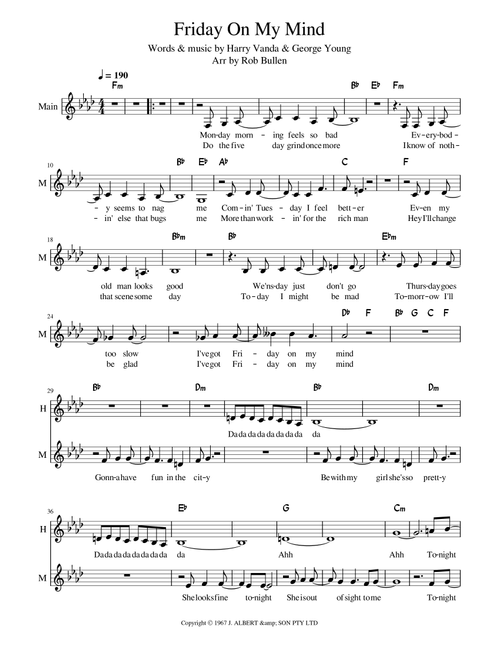 Friday On My Mind (Arr. Rob Bullen) - Easybeats (Instrumental Duet)