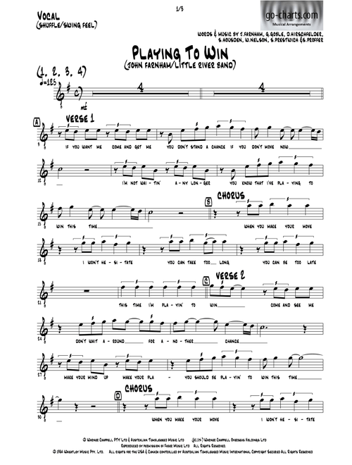 Playing To Win (Arr. Andy Davidson go-charts.com) - John Farnham (Full Orchestra)