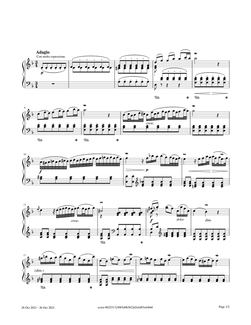 Concerto No.3 (Adagio) - Alessandro Marcello Sheet Music for Piano