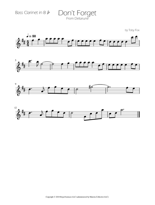Don't Forget (Arr. Ygor Nunes Silva) - Toby Fox (Clarinet Solo)