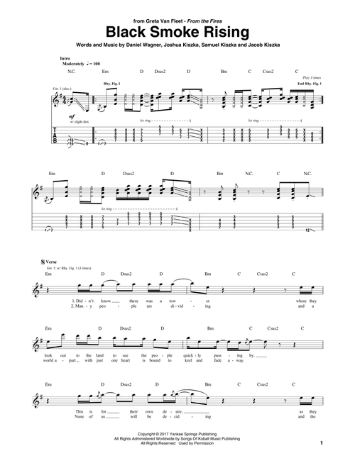 Black Smoke Rising - Greta Van Fleet (Guitar Tab)