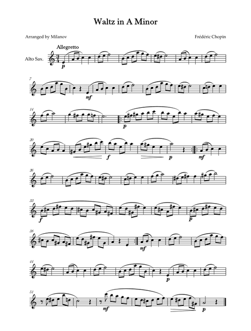 Waltz in A Minor | B. 150, Op. Posth. | Chopin | Alto Sax (Arr. Milanov) - Frédéric Chopin (Alto Sax Solo)