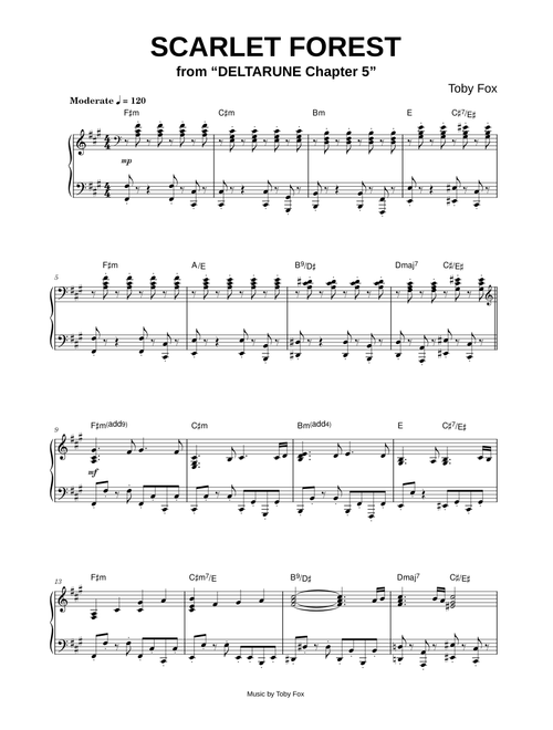 Scarlet Forest [from DELTARUNE Chapter 5] - Toby Fox (Piano)
