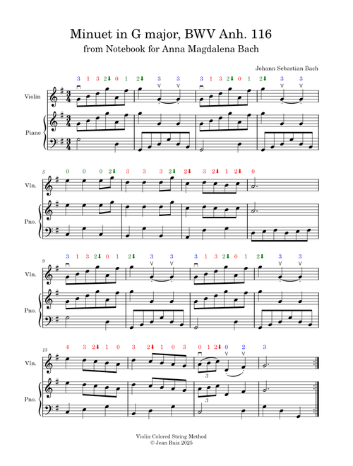 Minuet in G major, BWV Anh. 116 – Johann Sebastian Bach (Violin and Piano)