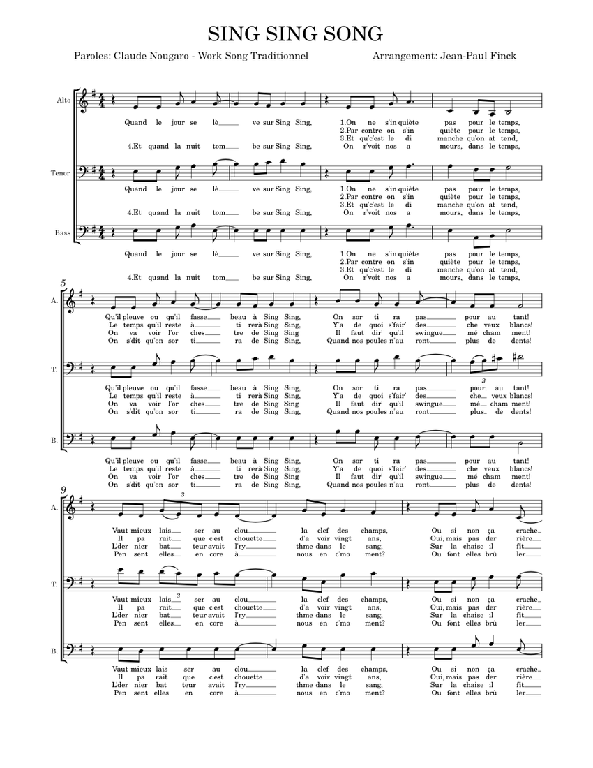 Sing Sing Song Claude Nougaro Sheet Music For Alto Tenor Bass Voice sing-sing-song-claude-nougaro-sheet-music-for-alto-tenor-bass-voice