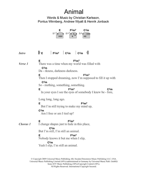Animal - Miike Snow (Guitar Chords-Lyrics)