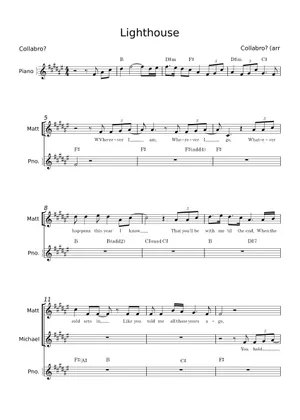 Lighthouse Music Note The Lighthouse Sheet Music with Chords for Synthesizer (Mixed Duet ...