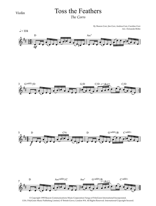 Toss The Feathers (Arr. Fernando Britto) - The Corrs (Violin Solo)