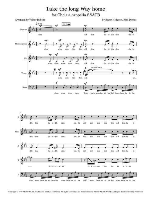 Take The Long Way Home (Arr. Volker Bublitz) - Supertramp (Choral, 5-Part)