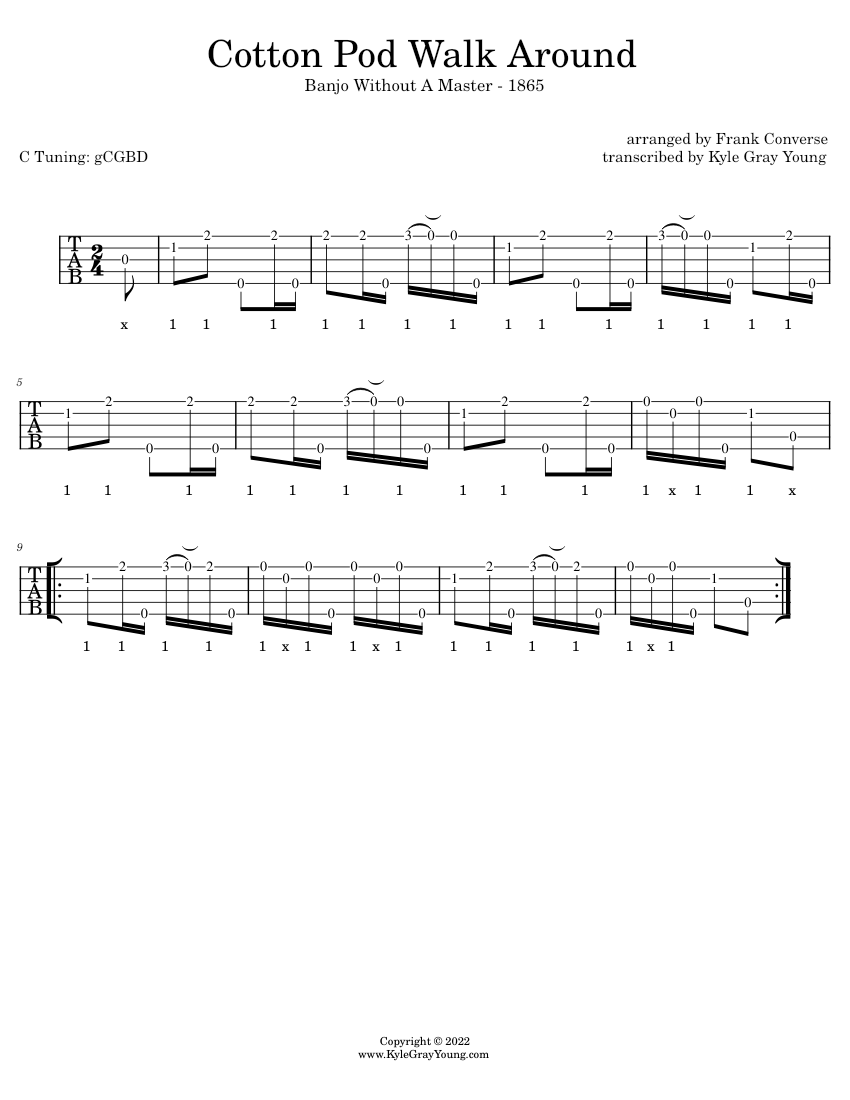 Cotton Pod Walk Around Frank Converse 1865 banjo solo Sheet music for Banjo Solo Musescore