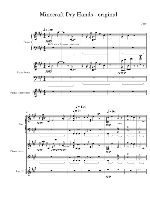 Dry hands - Most Accurate Transcription (Nostalgic) Sheet Music