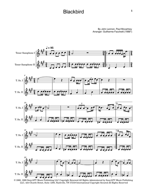 Blackbird (Arr. Guilherme Facchetti) - The Beatles (Tenor Sax Duet)