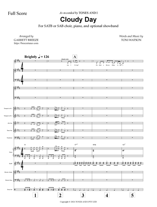 Cloudy Day (Arr. Garrett Breeze) - Tones And I (Jazz Combo)