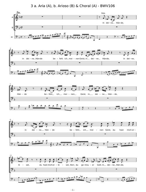 BWV106/3 a. Aria (A), b. Arioso (B) & Chorale (A)