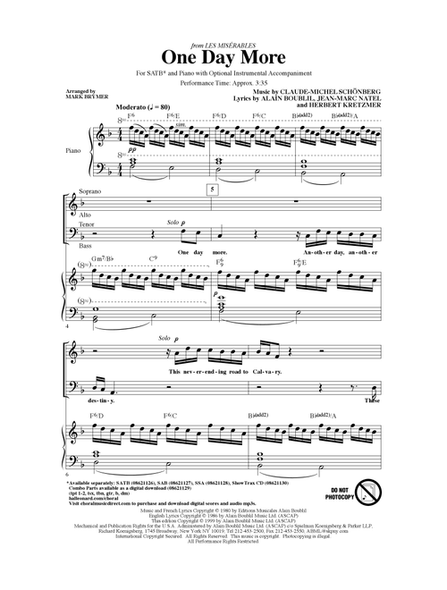 One Day More (from Les Miserables) (arr. Mark Brymer) - Boublil & Schonberg, Alain Boublil, Jean-Marc Natel (Choral, SATB)
