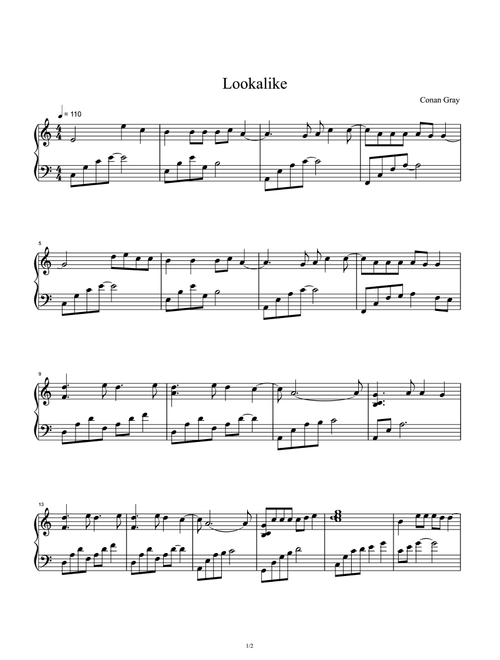 Lookalike (Arr. Conan Gray) (Piano Solo)
