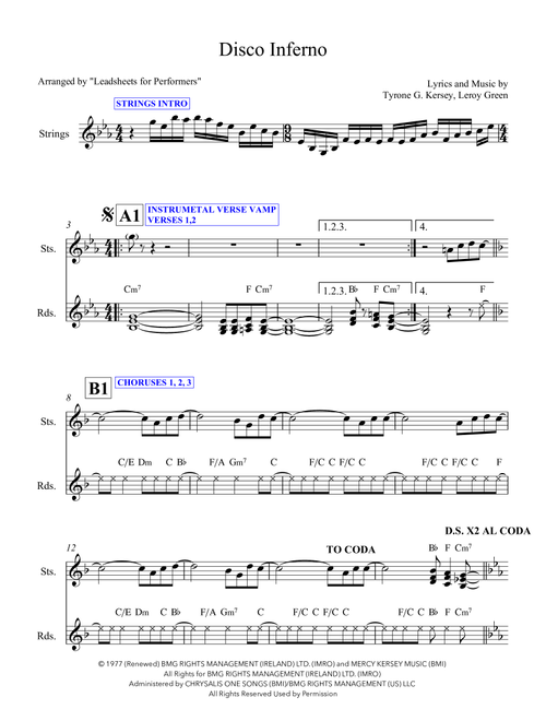 Disco Inferno (Arr. Leadsheets for Performers) - The Trammps (Lead Sheet - Fake Book)