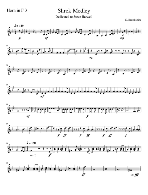 Shrek – Dreamworks Shrek Medley - Horn in F 3